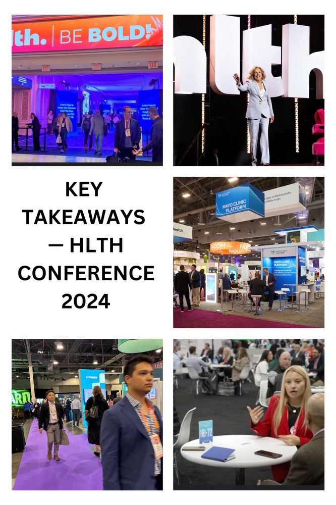 Highlights from HLTH 2024: Innovations in AI, telehealth, personalized medicine, and healthcare equity showcased in a vibrant setting